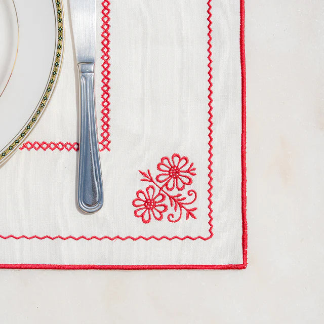 Berço Placemat White with Red
