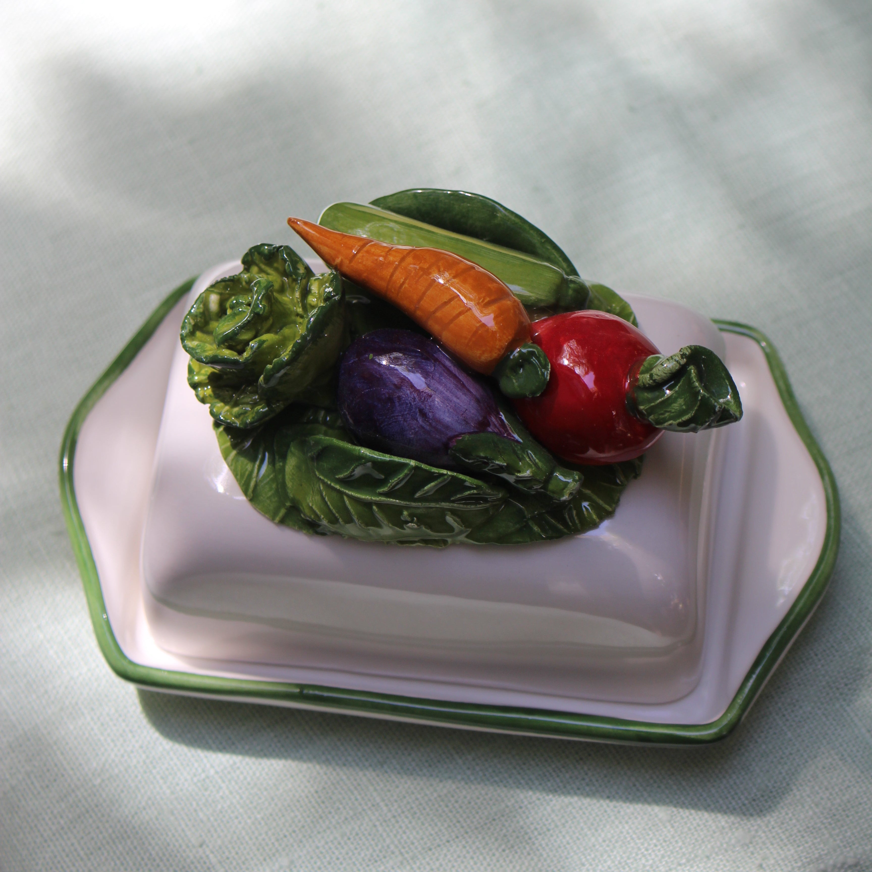 Majolica Vegetable Butter Dish