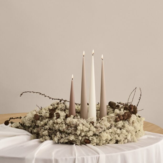 Pair of Soft Rose Cone Candles no.52