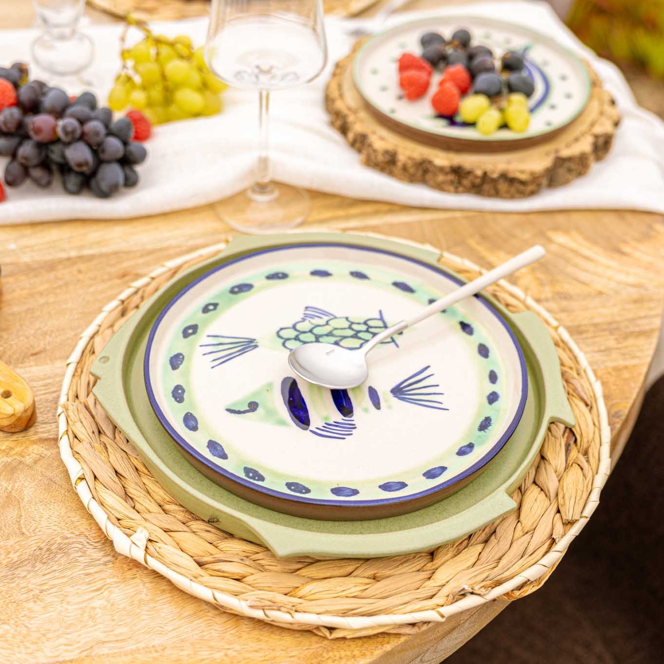 Vilamoura Green Fish Dinner Plate