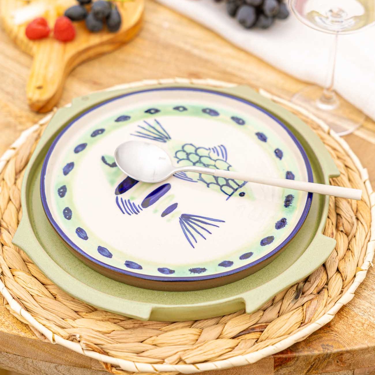 Vilamoura Green Fish Dinner Plate