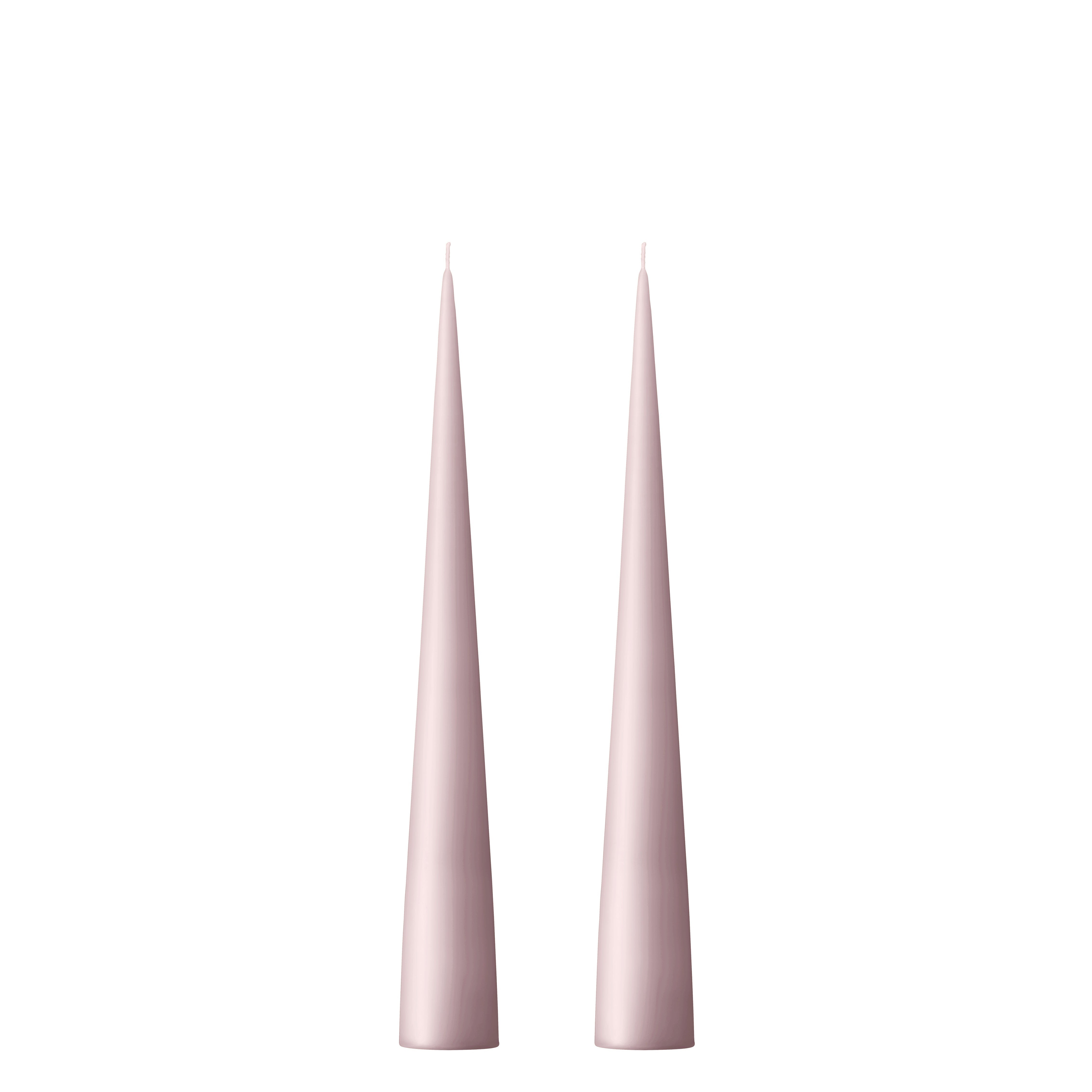 Pair of Soft Rose Cone Candles no.52