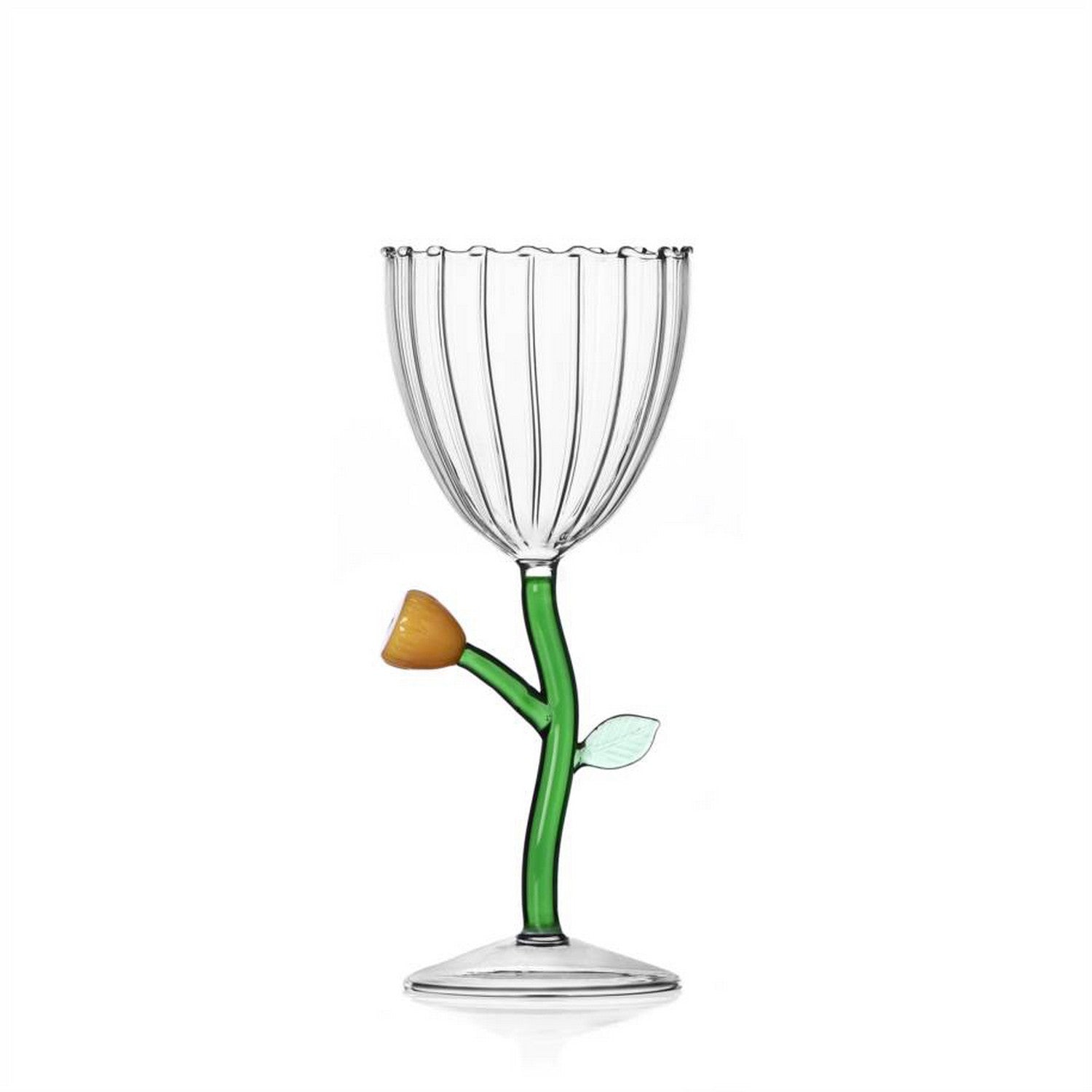 Botanica Stemmed Glass Amber Flower