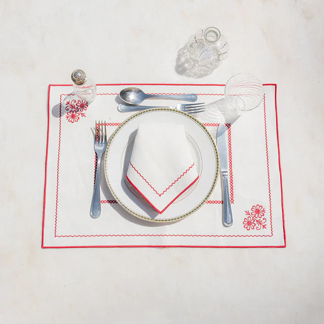 Berço Placemat White with Red