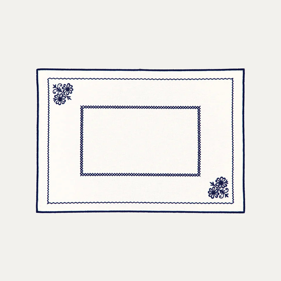 Berço Placemat White with Dark Blue