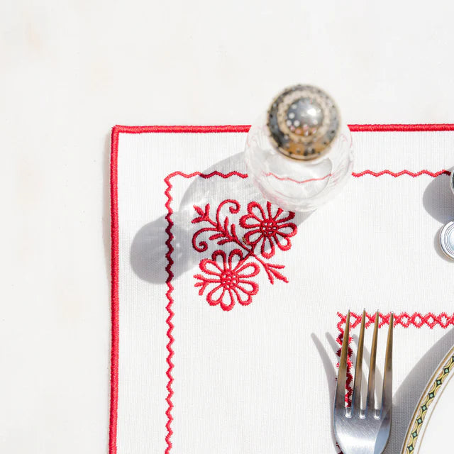 Berço Placemat White with Red