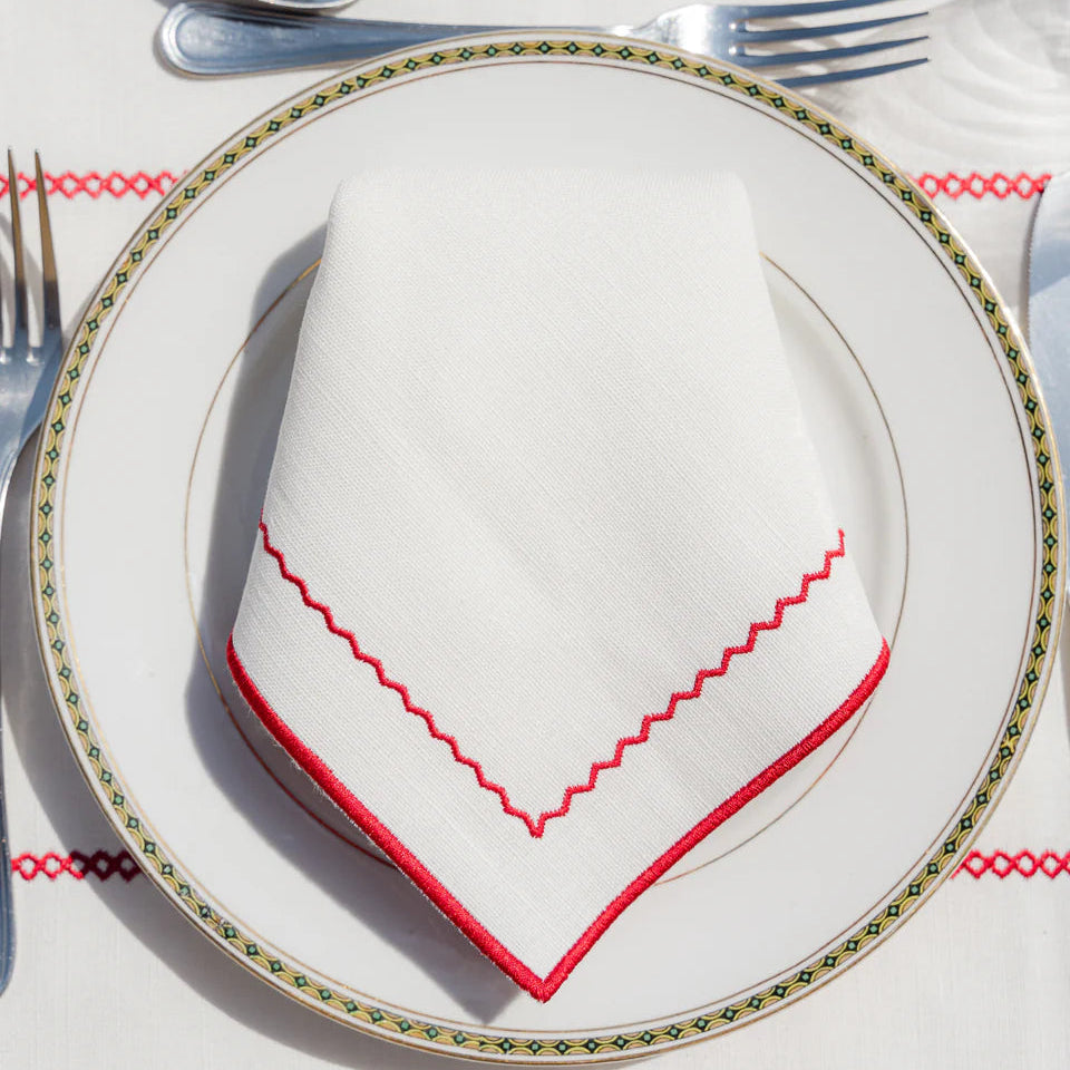 Berço Napkin White with Red