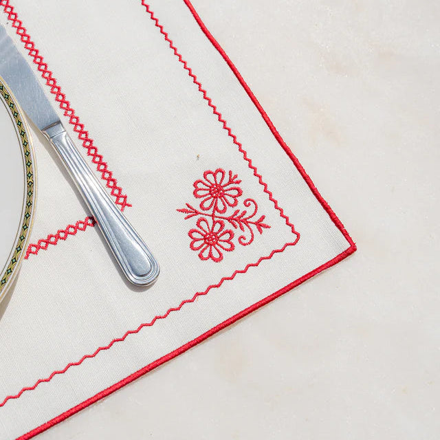 Berço Placemat White with Red