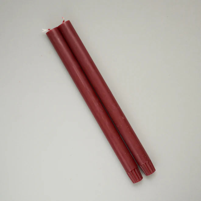 Berry Red Pair of Dining Candles