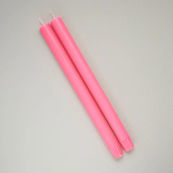 Fluoro Pink Pair of Dining Candles